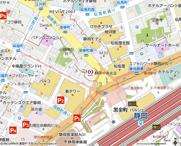 静岡中央支店付近の地図